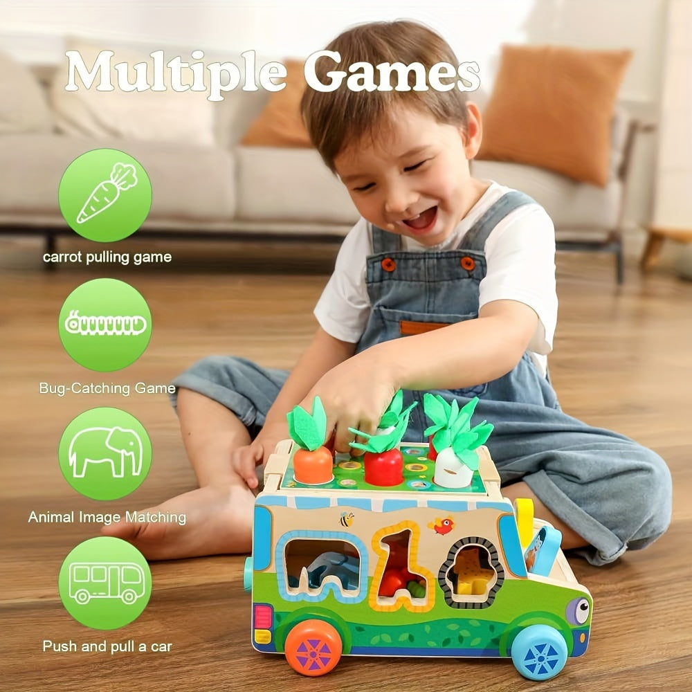 Montessori Wooden Shape Sorting Toys for Kids: Farm Animals & Vegetables Blocks, Educational Gift for 3-5 Year Olds