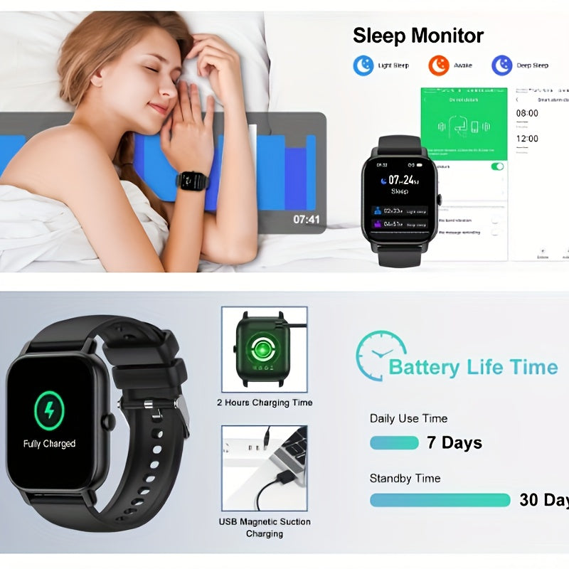 1.85" OLED Full-Touch Alloy Case Smart Watches For Man And Woman 110+ Sport Modes Fitness Watch With Sleep Monitor, Pedometer, Message/call Wireless Devices Wearable Tracker For IOS Android