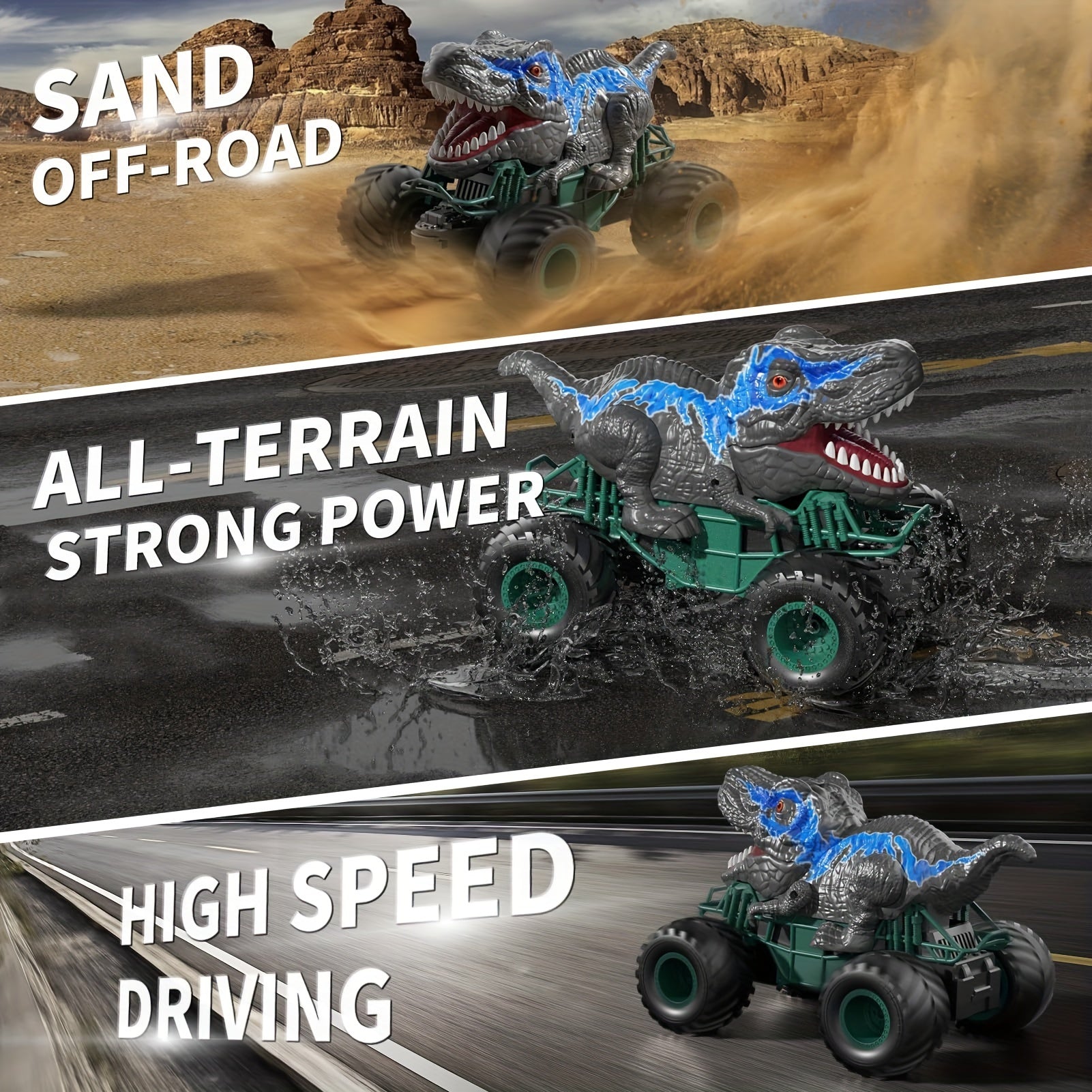 2.4GHz Dinosaur Remote Control Car Toys For Kids Boys 4-7 5-7 8-12, RC Dinosaur Car Toys With Light, Sound, Spray, Indoor Outdoor Toys Gifts For 4 5 6 Year Old Boys, RC Car Toys For Boys