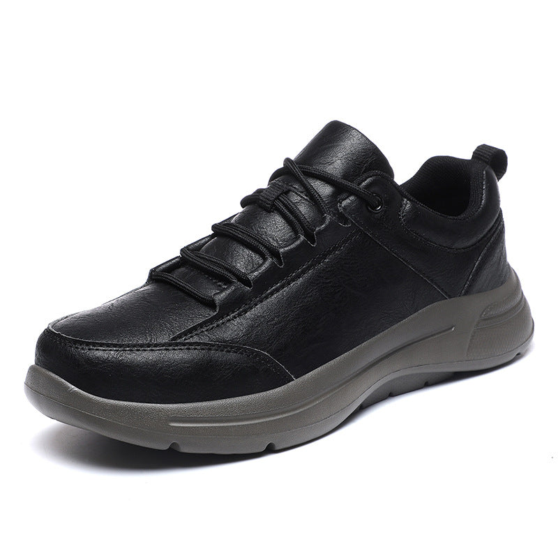 Mens Low-Top Round-Toe British-Style Fashion Leather Sneakers For Sports And Casual Wear