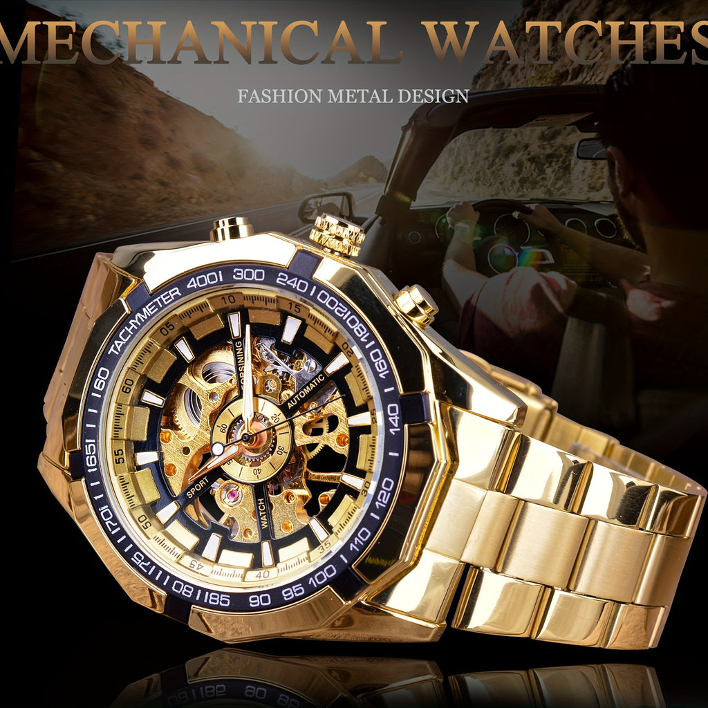 Forsining Stainless Steel Business Men's Automatic Mechanical Watches, Fashion Luminous Hollow Sport Wrist Watch, Ideal choice for Gifts