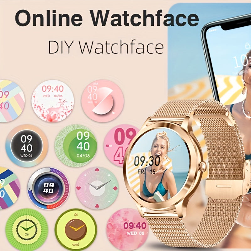 Smart Watch Gift for Women 1.32 inch Full Touch Screen Smart Call Watch with Answer and Make Call for iPhone and Android Phones  Message Push Fitness Tracking Watch Pedometer  Distance  Calories  Sports Modes Sports Smart Bra