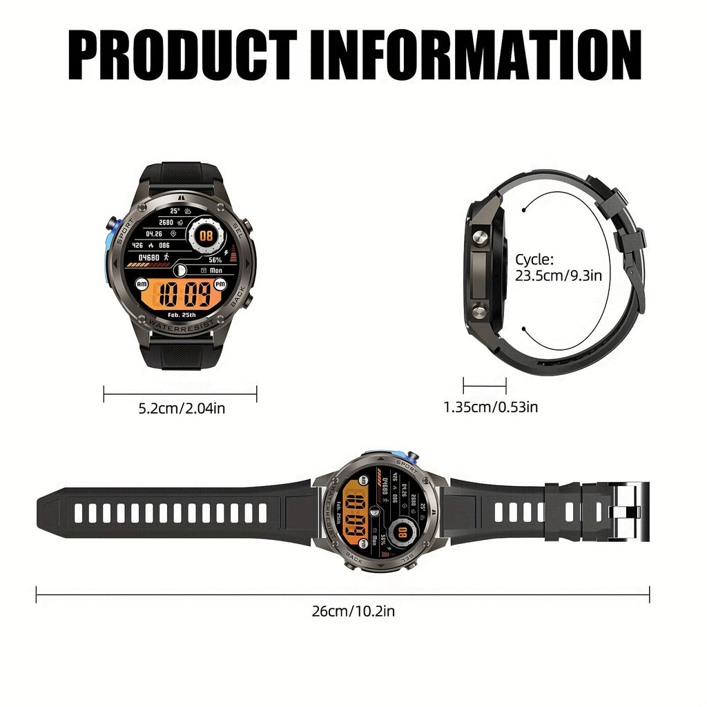 INEYES 2024 New GPS-Support Sport Smartwatch For Men, 170+ Outdoor Modes, 500 MAh Big Battery, 1.43 Inch AMOLED HD Screen, Massive Dials Free Change, 6 Theme Styles, Smartwatch For IPhone Android Phones, Metal Shell, Cool Wri