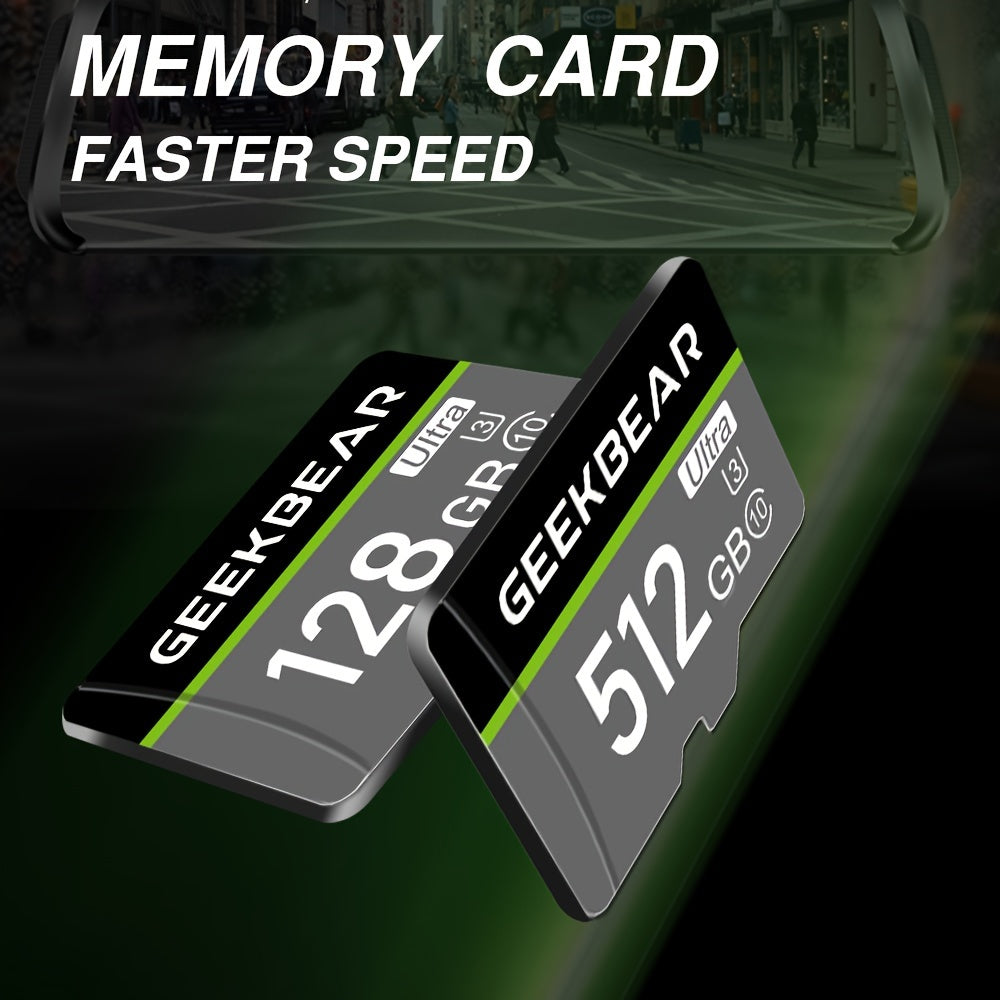 GeekBear Ultra High Speed Micro SD Cards: 512GB, 256GB, 128GB - Compatible with Cameras, Android Phones, and Computers