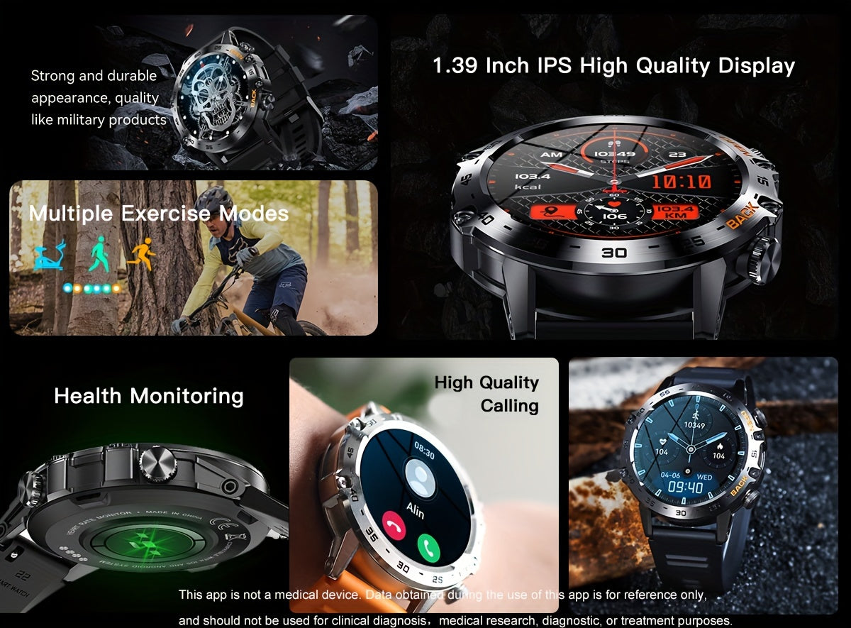 ساعة LIGE HD الذكية - ساعات يد أنيقة للنساء والرجال، مزودة بمكالمة لاسلكية، وشاشة عالية الدقة مقاس 1.39 بوصة، وأوضاع رياضية متعددة، وتنبيهات معلومات، وتذكيرات بالنشاط، وتحكم بالموسيقى، وعداد خطوات رياضي، ومراقب لمعدل ضربات القلب.