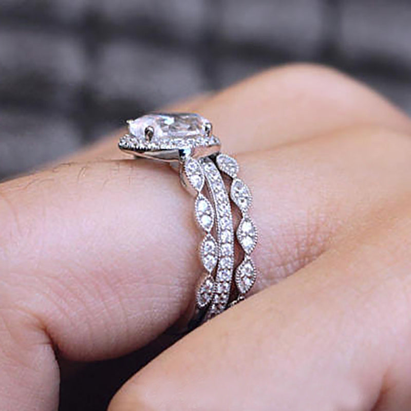 1ct Moissanite Promise Stacking Rings 925 Sterling Silver Engagement/ Wedding Rings Evening Party Decor With Certificate & Gift Box