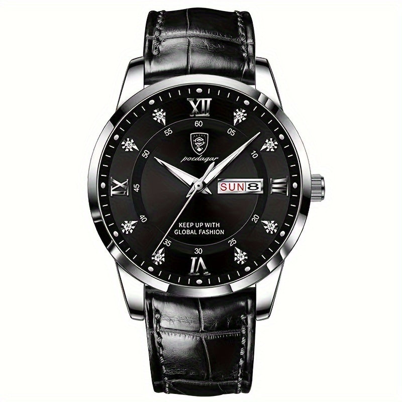 ساعات POEDAGAR الرجالية المقاومة للماء والمضيئة والتقويم الطلابي النسخة الكورية من ساعات الكوارتز الشبابية العصرية
