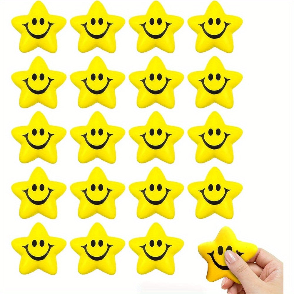 20/40/60Pcs Mix colour Star Stress Balls, Smile Face Stress Ball Fidget Sensory Toys for Kids Adults Classroom Prizes Halloween Christmas Gift