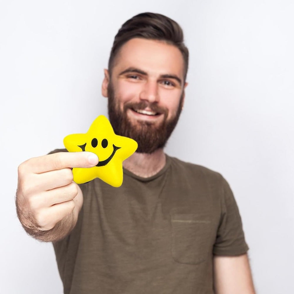 20/40/60Pcs Mix colour Star Stress Balls, Smile Face Stress Ball Fidget Sensory Toys for Kids Adults Classroom Prizes Halloween Christmas Gift