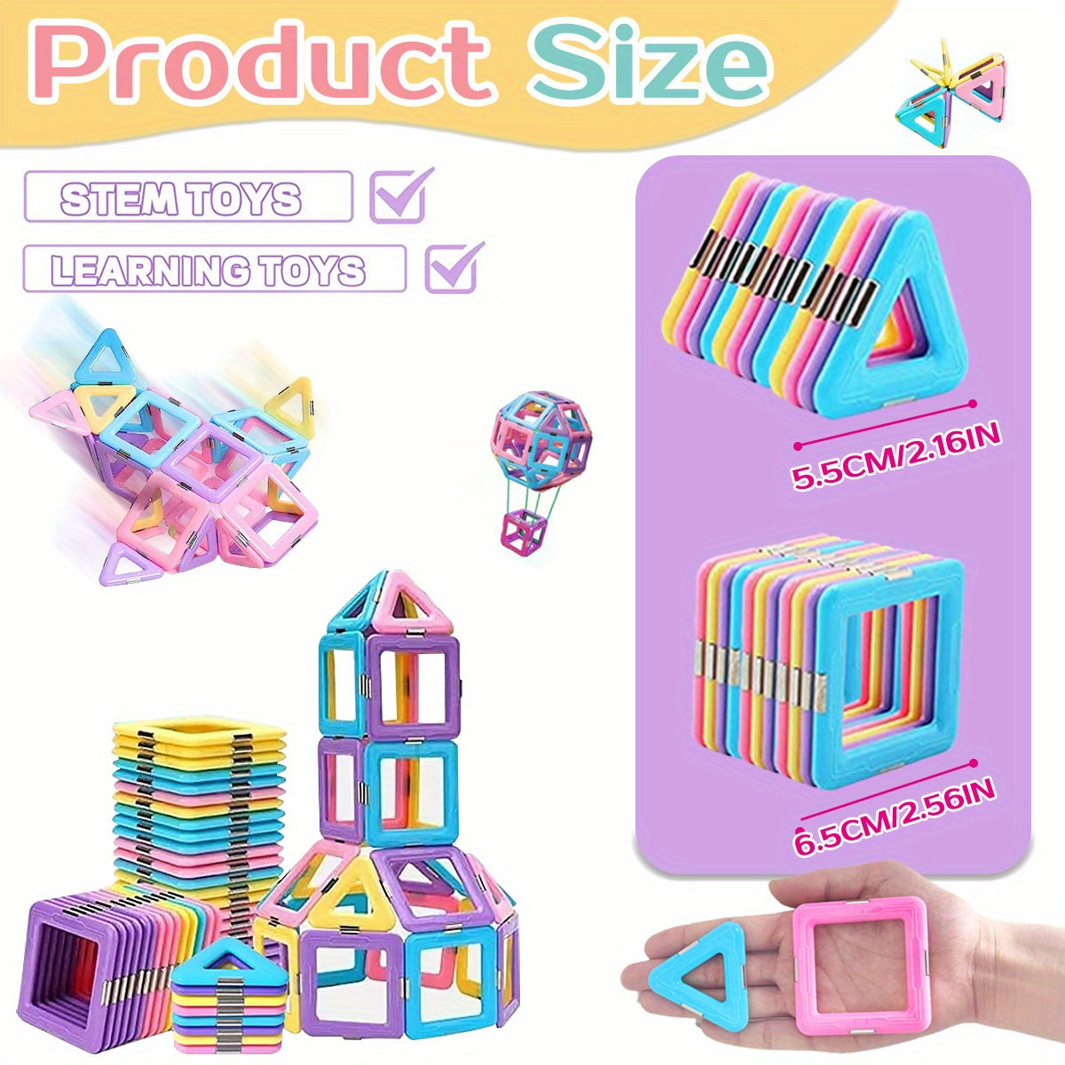 Magnetic Building Blocks Toys, Macaron Magnetic Blocks STEM Toys 3D Creativity and Educational Construction Toys, for Kids Age 3-6 Birthday halloween Gifts Random Color