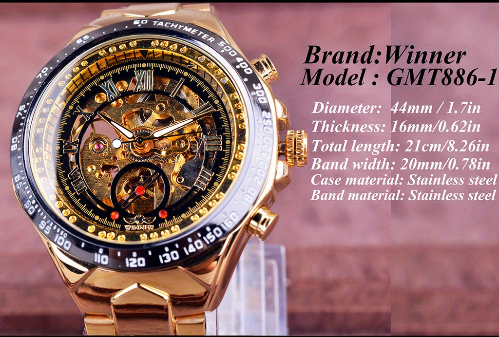 Winner Mechanical Sport Design Bezel Men's Watches, Skeleton Wristwatch, Men's Accessories