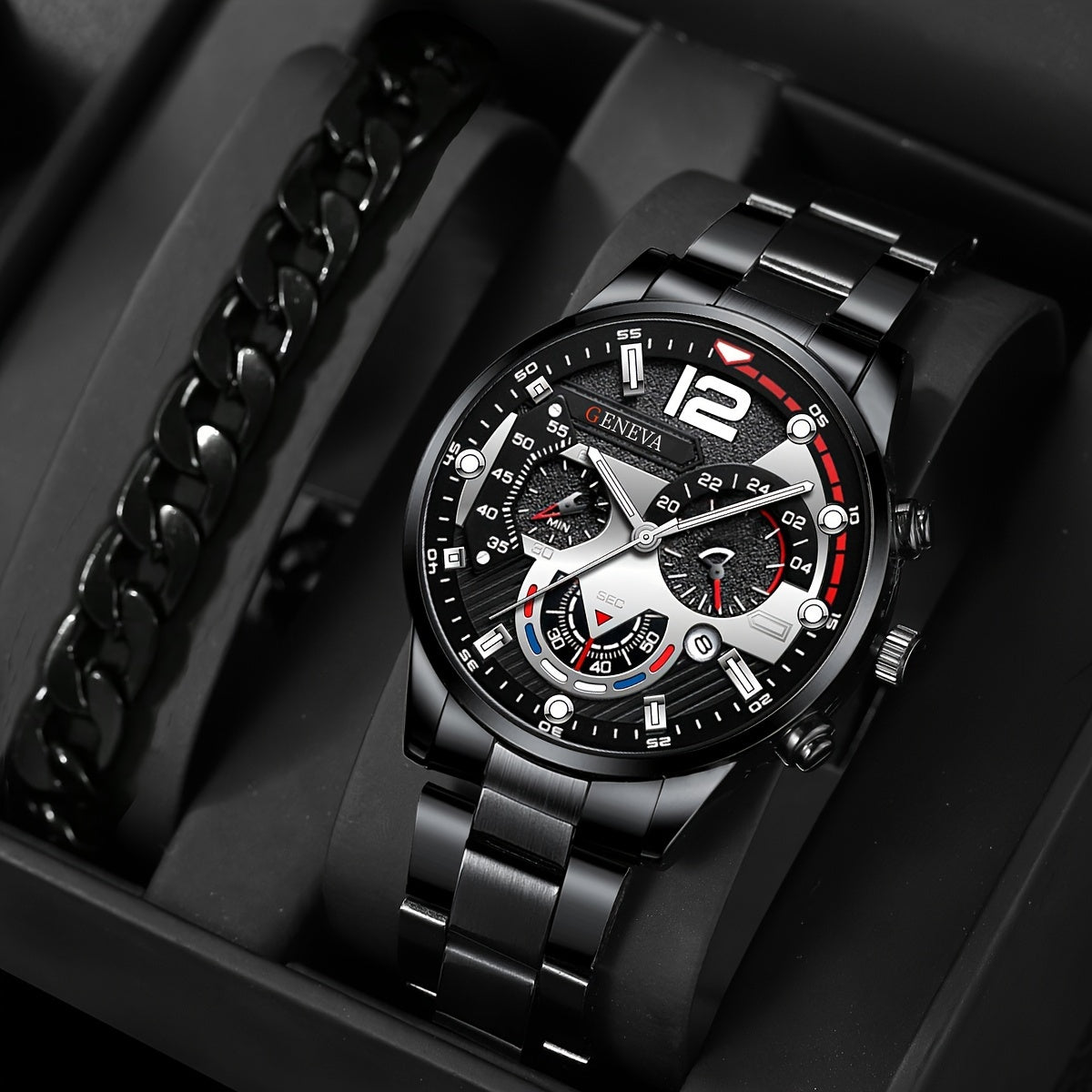 Fashion Men Watches Bracelet Men's Business Calendar Watch Stainless Steel Quartz Wristwatch Men Gift Watches