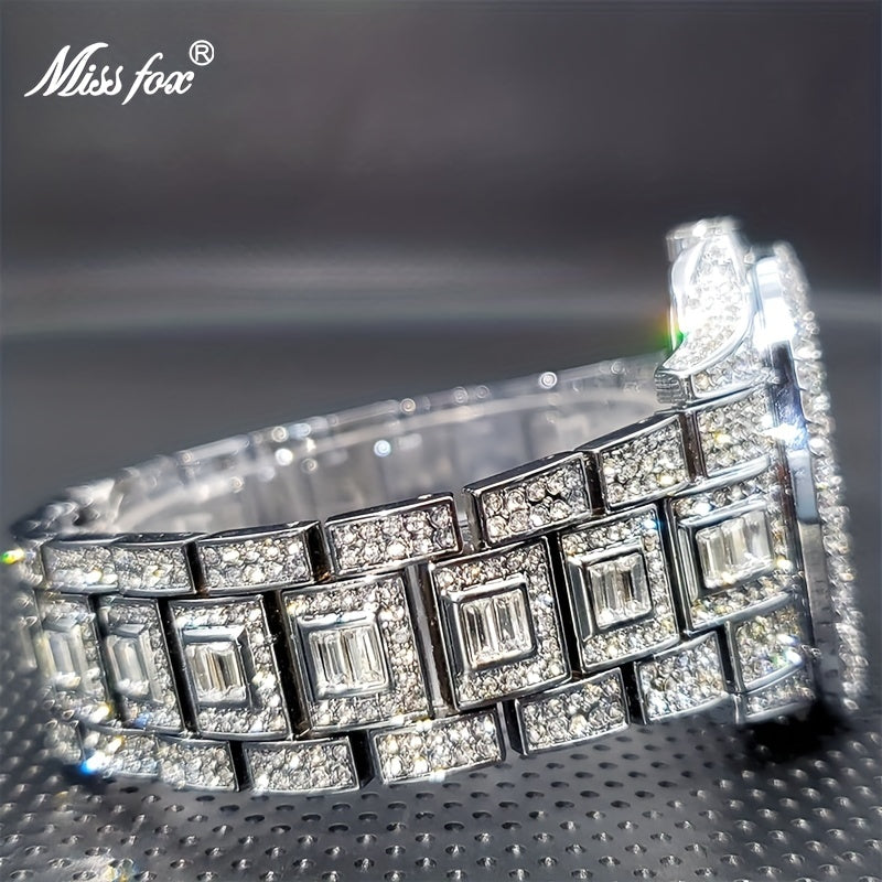 ساعات MISSFOX الأنيقة المصنوعة من الألماس الصناعي، ساعات كوارتز مقاومة للماء بأرقام عربية للرجال والنساء