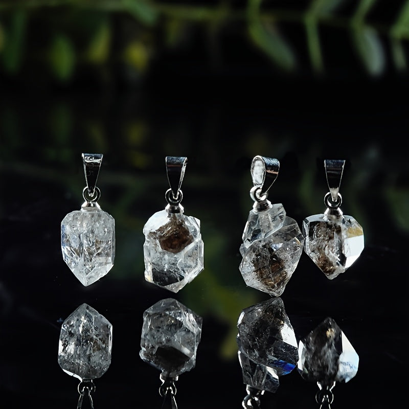 1pc LUKEN'S JEWELRY Herkimer Rough Stone Pendant, Natural White Geometric Pattern, Small Drop Fashion Accessory, Party Style, No Magnetic, Natural Stone Material, Ideal Holiday Gift