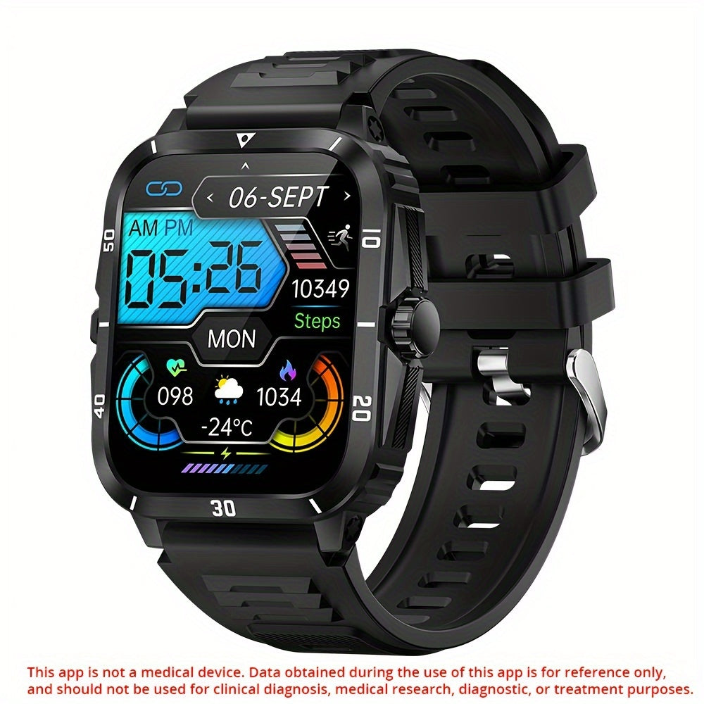 New Military Style Smart Watch Men's Fitness Watches 3 ATM Waterproof BT Call Smartwatch Men For Android IPhone, 1.96" IPS HD Screen, 430mAh Long Battery Life, Control Music, Sleep Monitoring, Wireless Calling (Answer/Make Ca