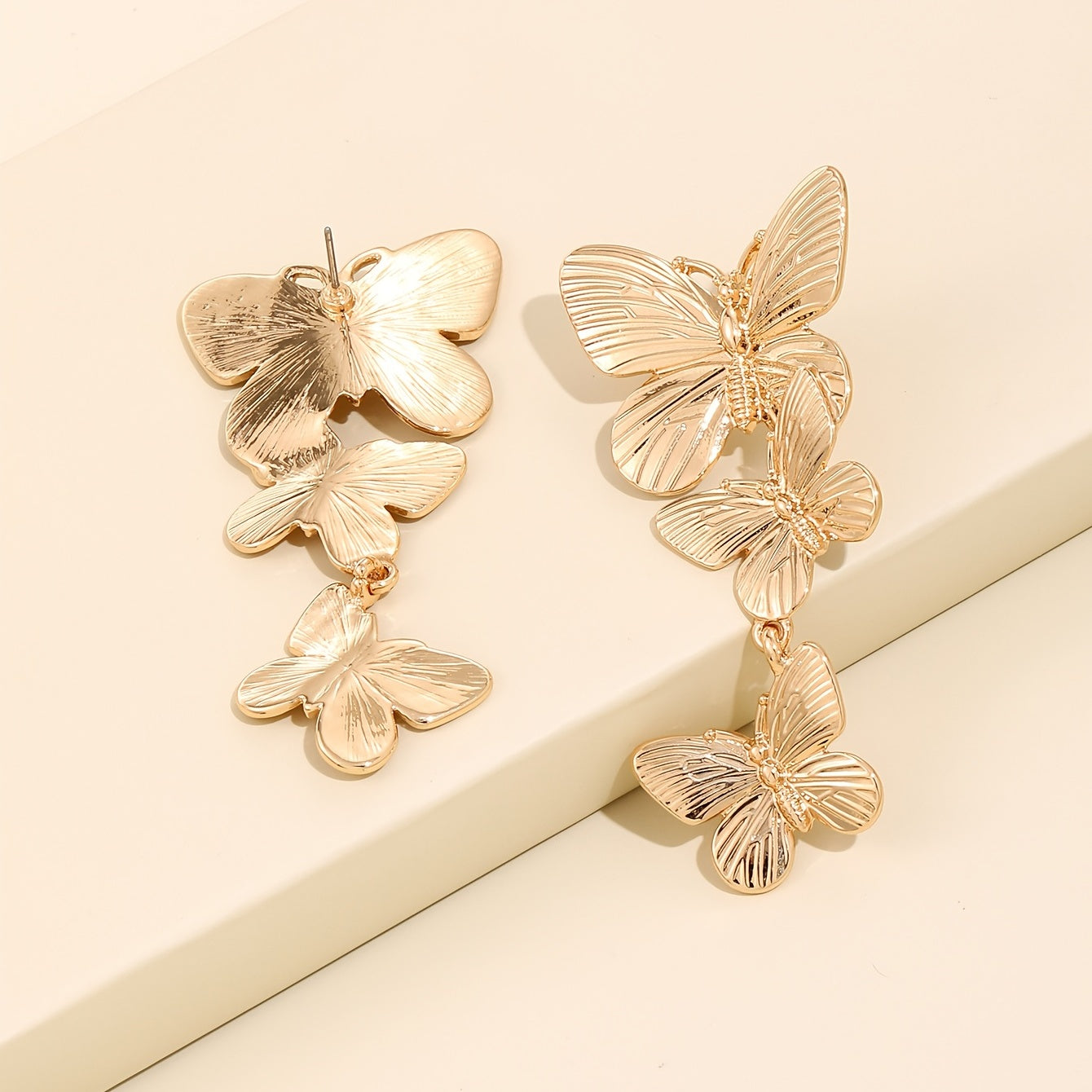 Golden Large Butterfly Long Earrings Animal Personality Earrings Ladies Jewelry Accessories
