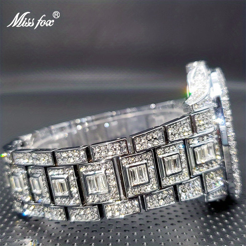 ساعات MISSFOX الأنيقة المصنوعة من الألماس الصناعي، ساعات كوارتز مقاومة للماء بأرقام عربية للرجال والنساء