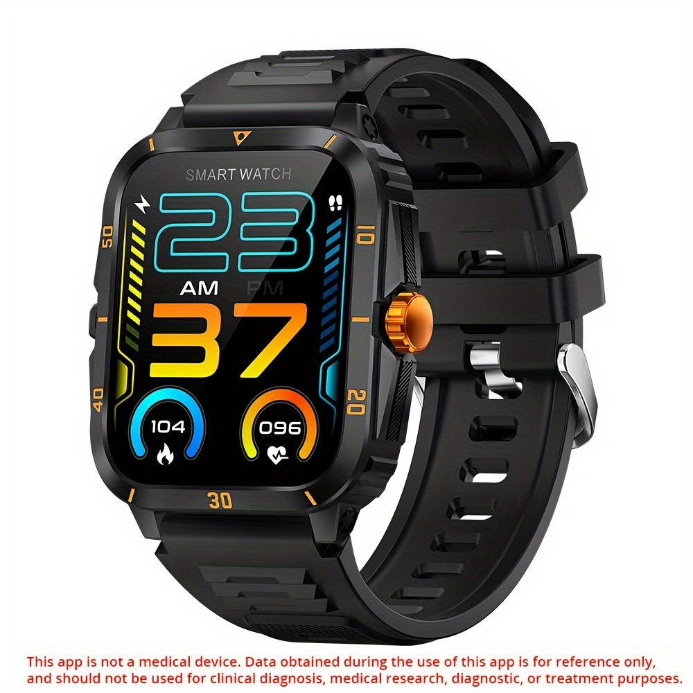 New Military Style Smart Watch Men's Fitness Watches 3 ATM Waterproof BT Call Smartwatch Men For Android IPhone, 1.96" IPS HD Screen, 430mAh Long Battery Life, Control Music, Sleep Monitoring, Wireless Calling (Answer/Make Ca