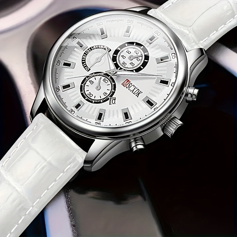 ساعات كوارتز دائرية بحزام من جلد البولي يوريثان ومؤشر معدني ومينا معدني هدايا مثالية للنساء والرجال