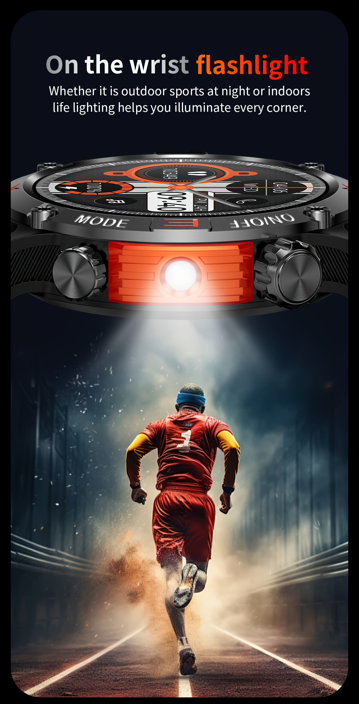 ساعة ذكية QTLJJBY لاسلكية للرد على المكالمات وSOS ساعة رياضية خارجية LED IP68 بوصلة متتبع اللياقة البدنية عداد الخطوات شاشة عرض رسائل الوسائط المتعددة، مناسبة للهواتف المحمولة، ساعات ذكية للرجال والنساء كهدية