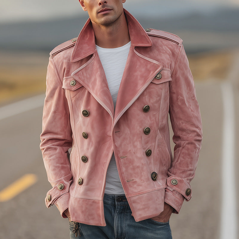 Men's Solid Color Button With Minimalist Design Casual Fashionable Jacket
