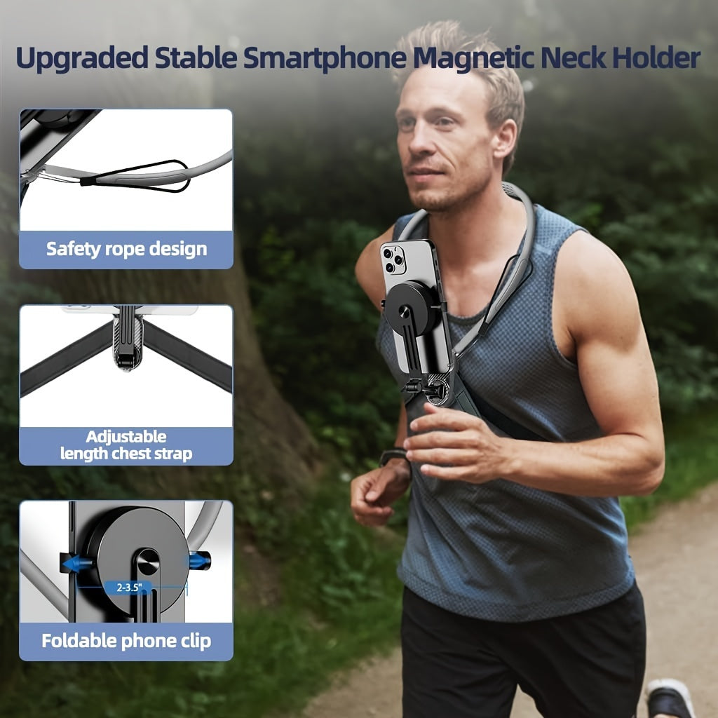 Universal Neck Mount for Phones - Hands-Free POV/Vlog Selfie Holder with Chest Strap for iPhone 15, 14, 13, 12 Series & Android Phones
