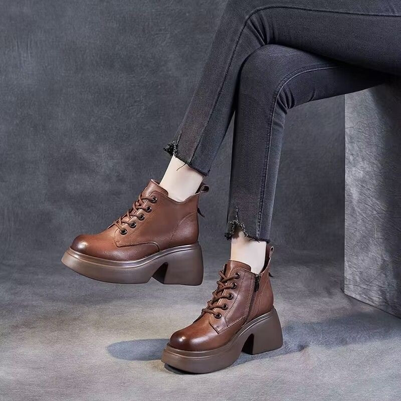 Womens Mid-calf Boots With Thick Chunky Heels