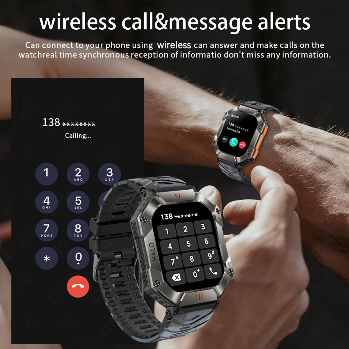 Smart Watch (Answer/Make Call), 2.0 Inch 100+Sport Modes/Altitude Pressure Compass/GPS Track Watch MAC Address Viewing, Watches For Android & Iphone. Fitness Watch For Women/Men