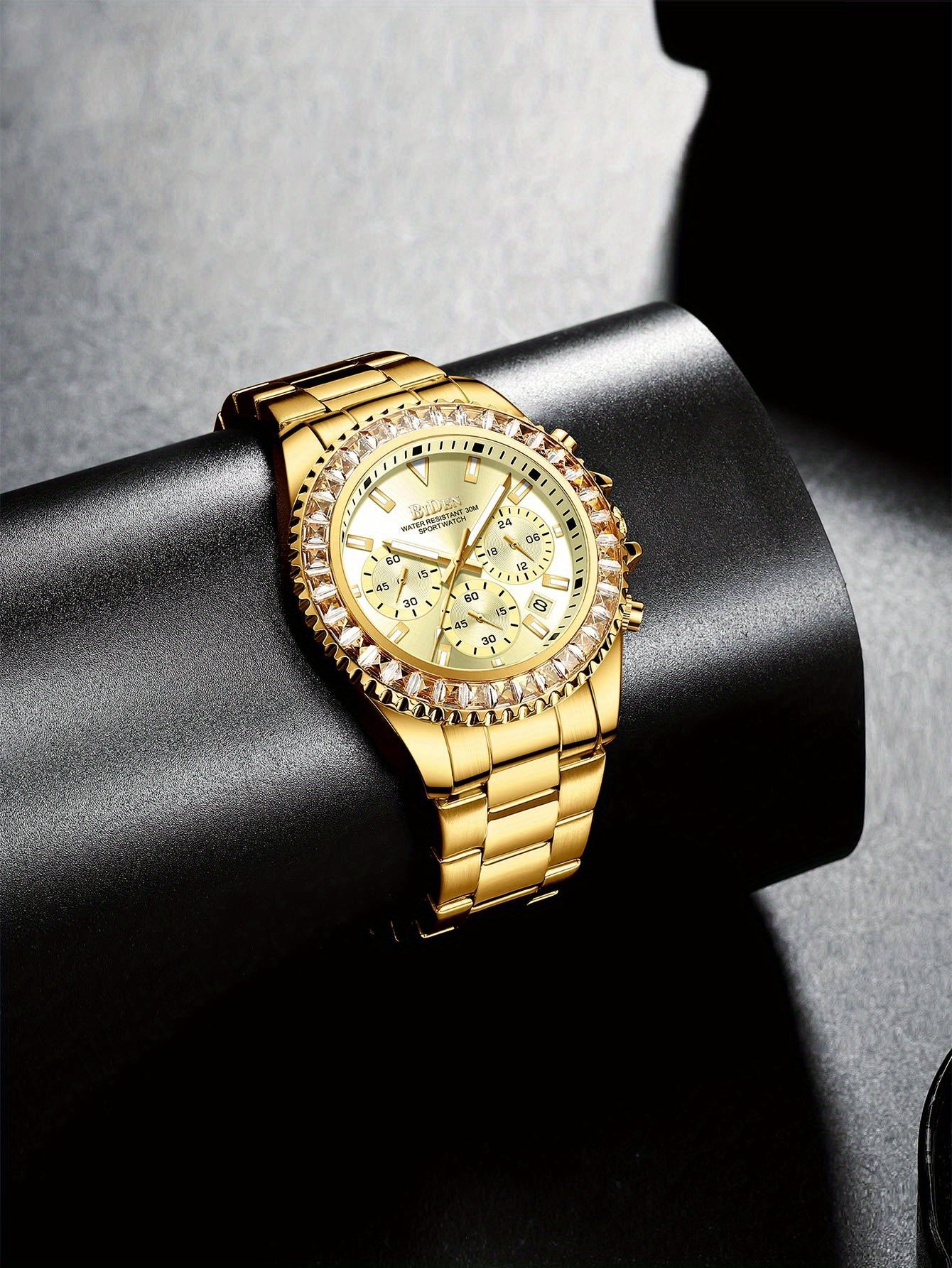 ساعة كوارتز كرونوغراف للرجال بسوار من الفولاذ المقاوم للصدأ ومقاومة للماء وتاريخ اليوم، ساعات يد كاجوال للأعمال