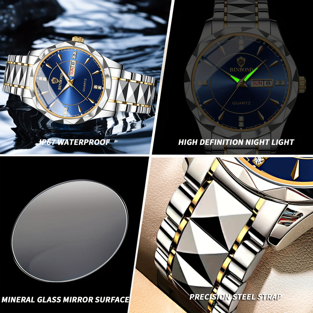 2pcs/set, Business Double Calendar Waterproof Men's Watches Set, Valentine's Day Gift