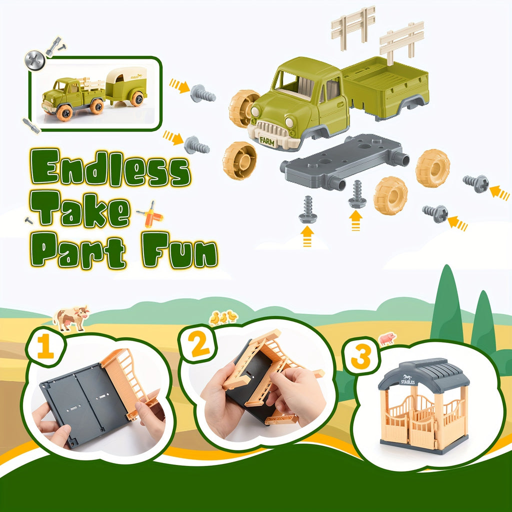 Farm Animal Toys For Kids, Truck Toys Boys Building Stem Toys For Boys Ages 3-9 Farm Toys With Horse, Lamb For, Perfect Girls Boys Birthday&back To School Gifts