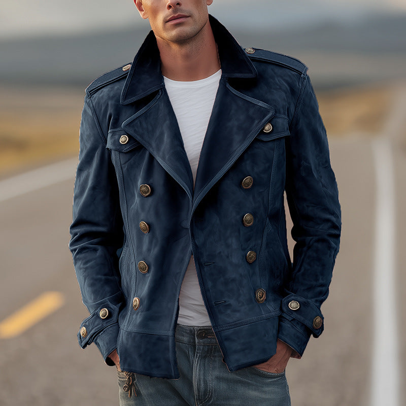 Men's Solid Color Button With Minimalist Design Casual Fashionable Jacket
