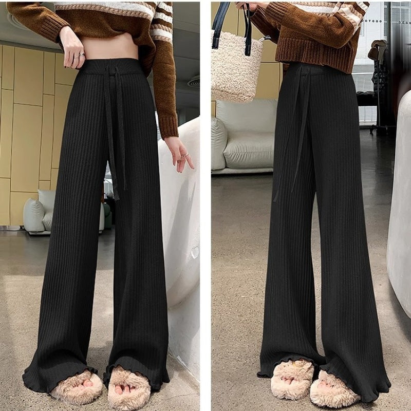 Women's Loose, Laid-back Flared Pants With Ruffled Hems