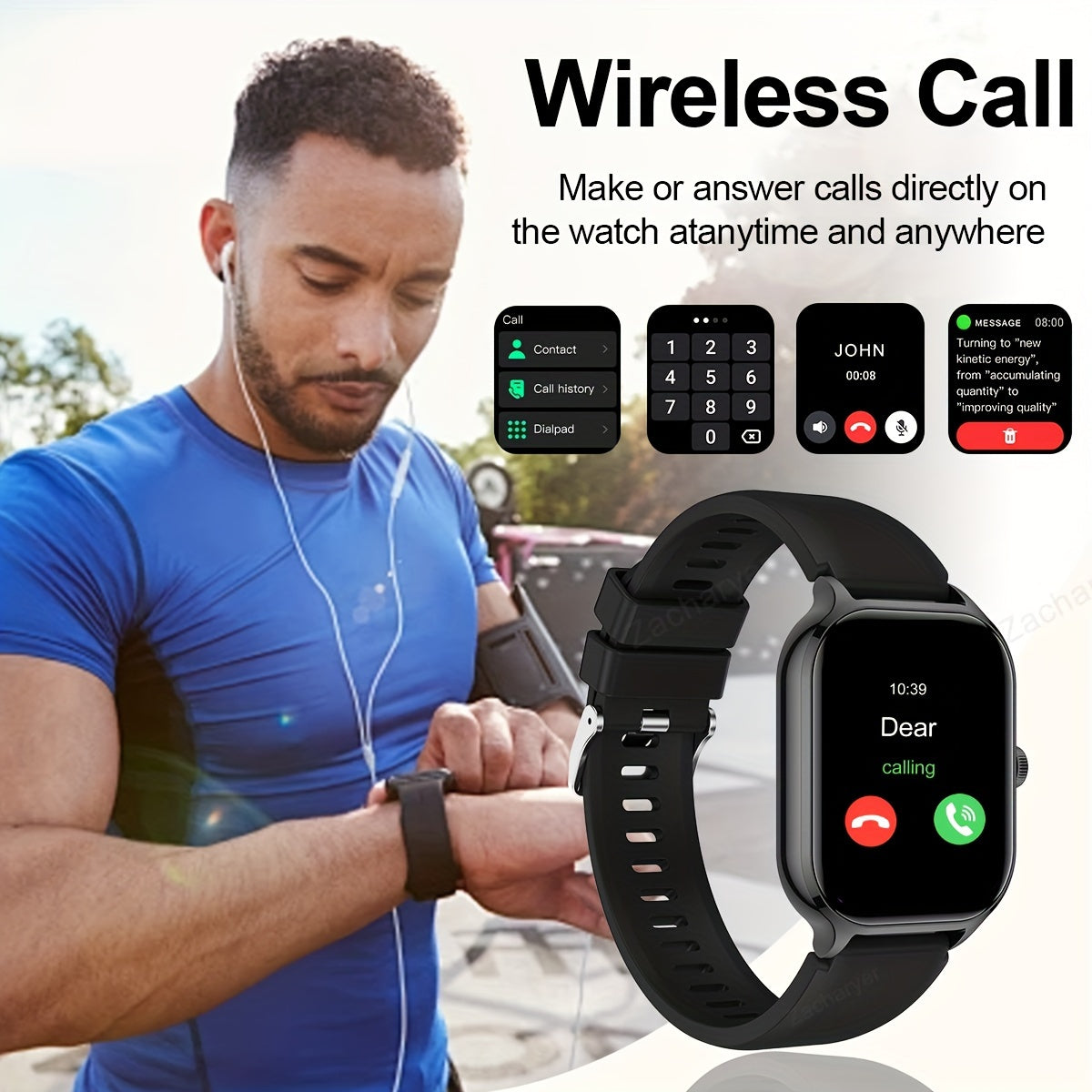 Smart Watch For IPhone And Android Phones, Full Touch Screen Smart Watch, Wireless Calling, Music Playback, Voice Control, Suitable For Both Men And Women, With Multiple Sports Modes, Custom Wallpaper
