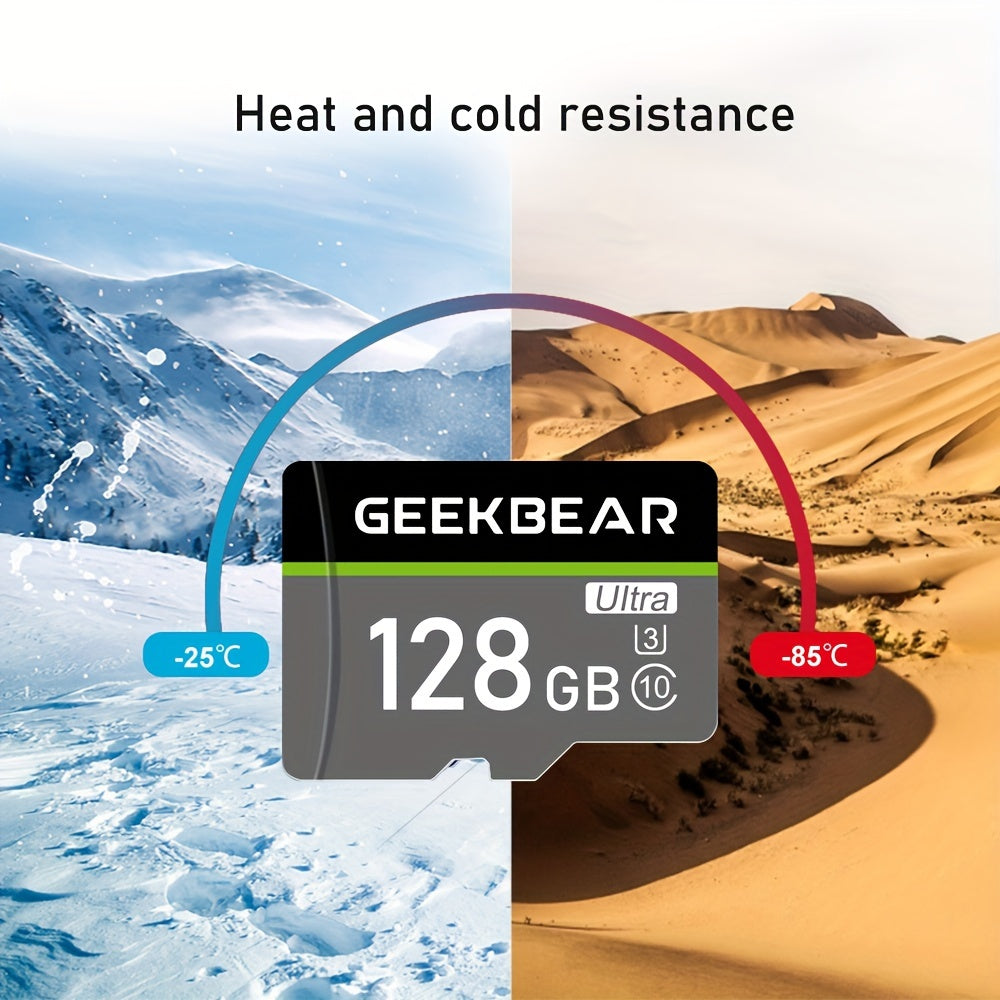 GeekBear Ultra High Speed Micro SD Cards: 512GB, 256GB, 128GB - Compatible with Cameras, Android Phones, and Computers