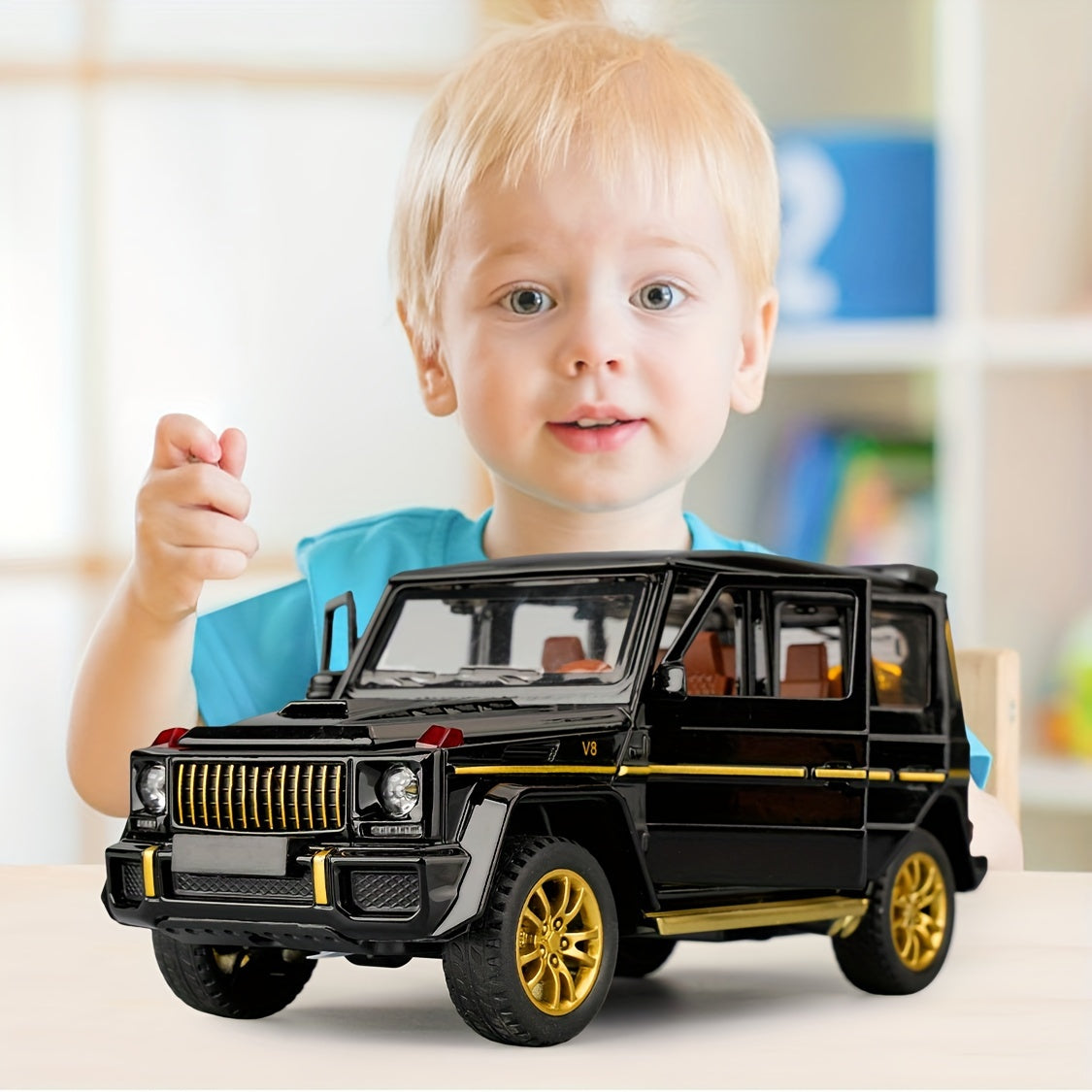 1:32 Scale SUV Car Model Toy Child Sound And Light Pull Back Car Zinc Alloy Casting Toys For Kids Boy Girl Gift, Collectible Model Car Children's Gifts (Black)