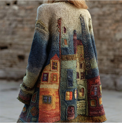 Mens Mid-Length Digital-Print Abstract Cape