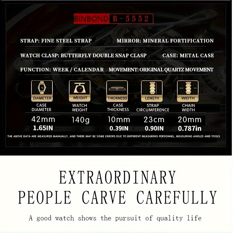 2pcs/set, Business Double Calendar Waterproof Men's Watches Set, Valentine's Day Gift