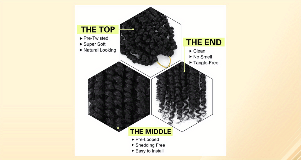 YOROSTAR 8 Inch Pre-Twisted Synthetic Soft Crochet Hair Extensions - 8 Packs, Low Temperature Fiber, Pre-Looped Passion Twist Curly with 6 Inch Hair, Crochet Needle & Hair Rings Gift for Black Women