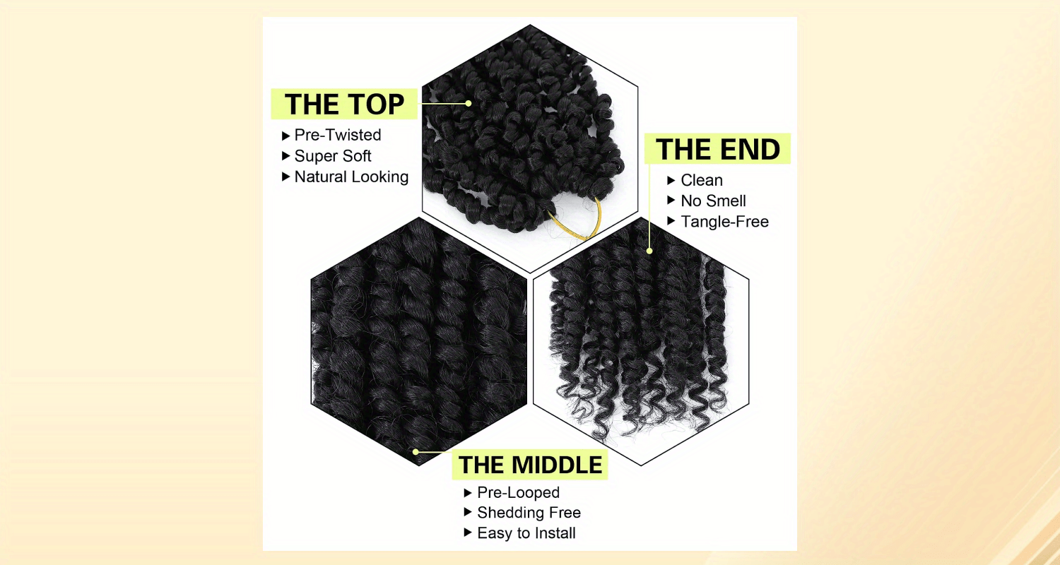 YOROSTAR 8 Inch Pre-Twisted Synthetic Soft Crochet Hair Extensions - 8 Packs, Low Temperature Fiber, Pre-Looped Passion Twist Curly with 6 Inch Hair, Crochet Needle & Hair Rings Gift for Black Women