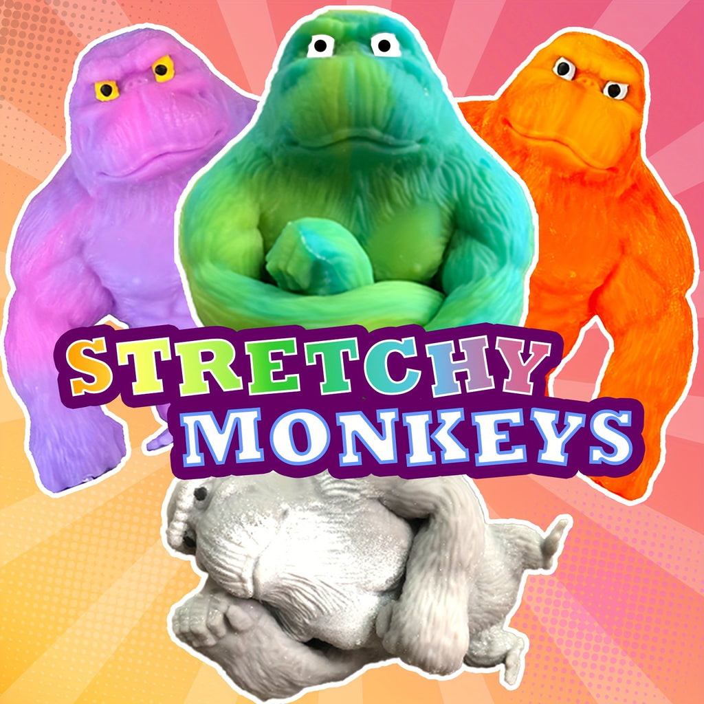 4 Pack Funkee Monkee Mega 4 Pack - Stretch, Squish, And Even Squeeze These Monkeys For Stress Relief - Original Sensory/Fidget Collectible Toys For Kids And Adults Halloween Christmas Gifts