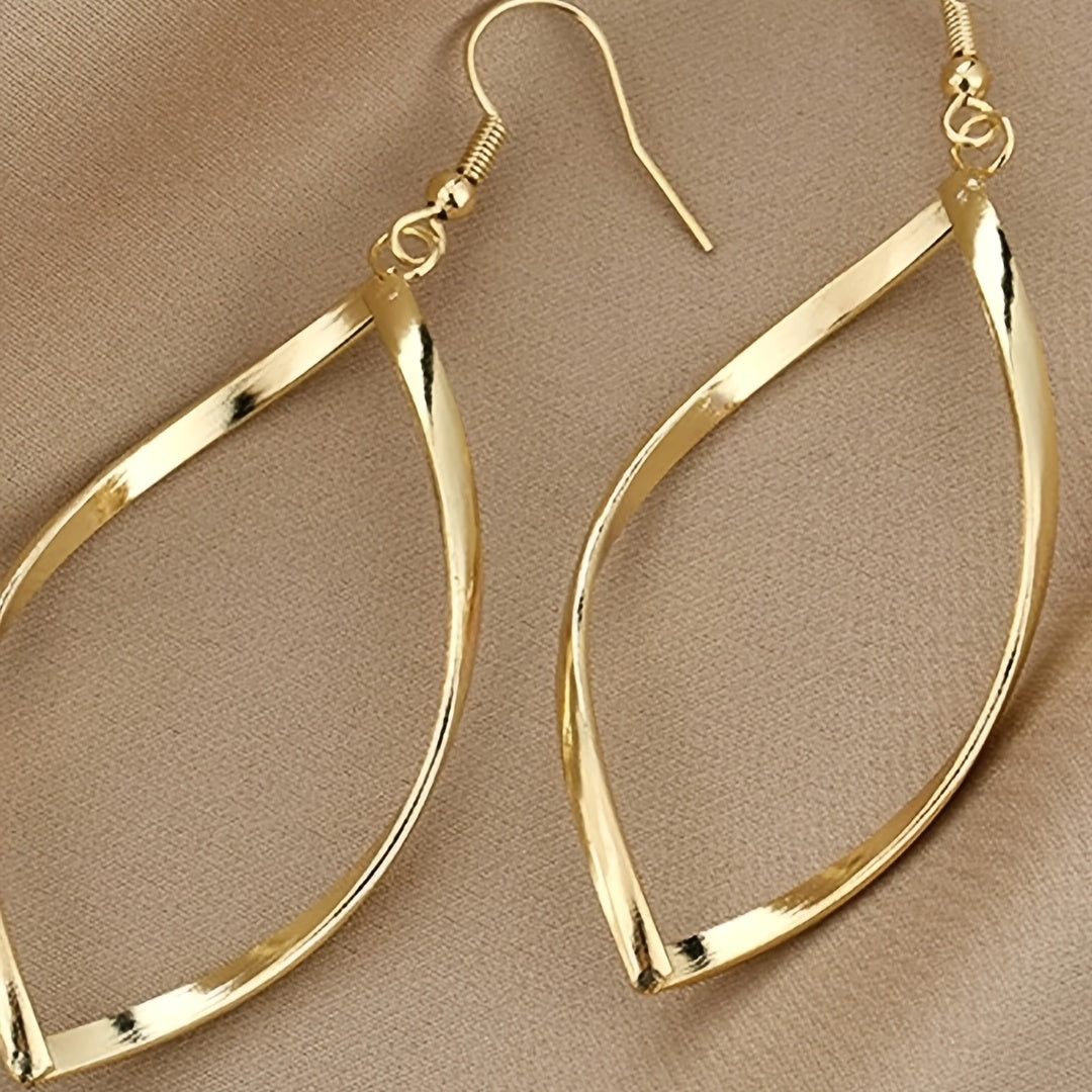 Hollow Twisted Dangle Earrings Elegant Simple Style Alloy Plated Jewelry Exquisite Female Gift