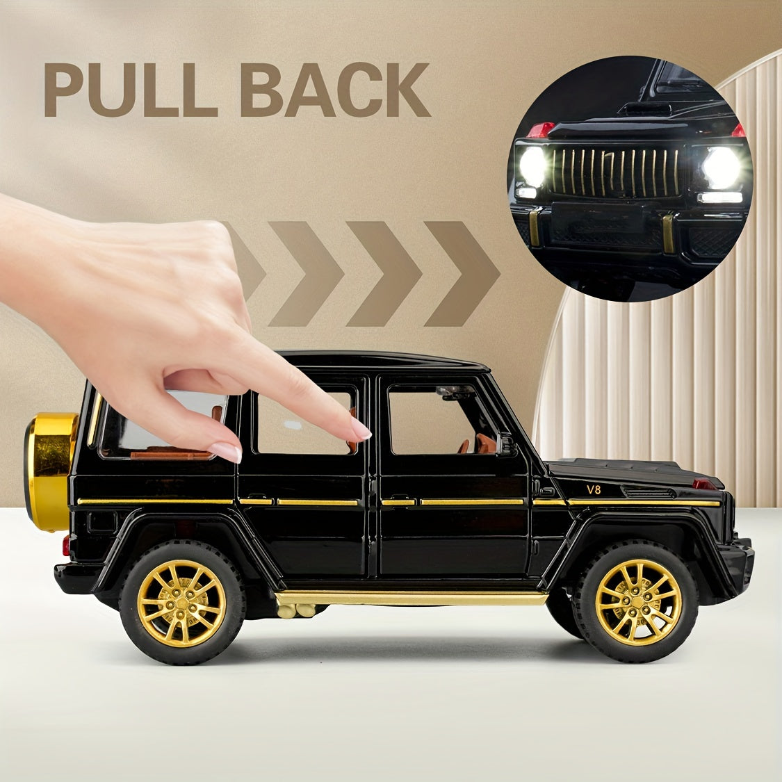 1:32 Scale SUV Car Model Toy Child Sound And Light Pull Back Car Zinc Alloy Casting Toys For Kids Boy Girl Gift, Collectible Model Car Children's Gifts (Black)