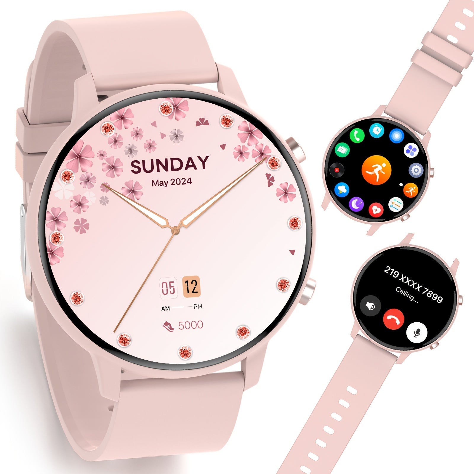 1.39-inch Women's Smart Watch with Full Touch Screen, Make/Receive Calls, Message Push, Fitness Tracker, Pedometer, 100+ Sports Modes for iPhone/Android Phones