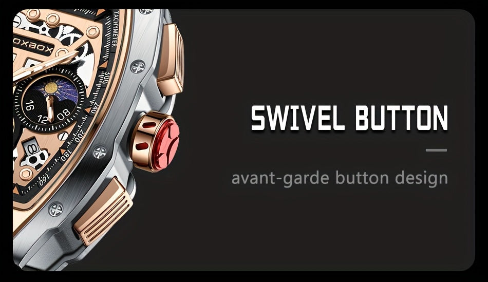 ساعة فوكس بوكس ​​كوارتز للرجال مقاومة للماء، ساعة رياضية من السيليكون مع التاريخ