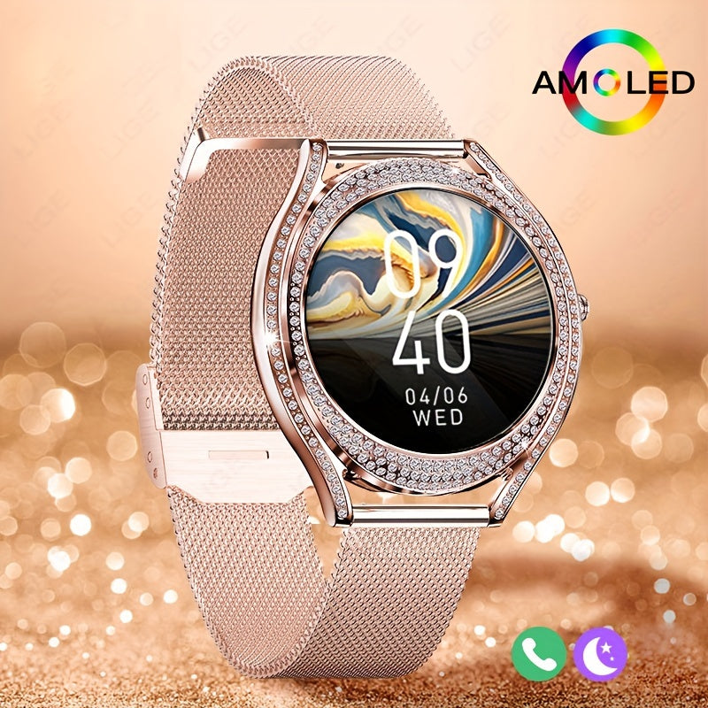 Smart Watch (Answer/Make Call), 128"AMOLED High-definition Color Screen, IP67 Waterproof/ Calculator/ Engineering Test Mode & Shipping Mode/Do Not Disturb Mode/Battery Saver Mode Fitness Watches for Women & Men