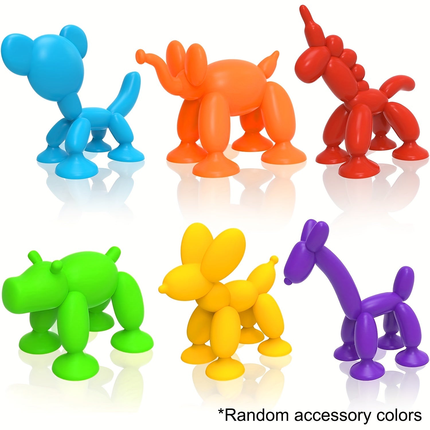 [6-Pack Suction Cup Animal Toys] 6-Pack Silicone Suction Cup Animal Toys for Kids - Non-Toxic, BPA-Free, Sensory Play & Travel-Friendly - Ideal for Birthday, Easter, Christmas Gifts - Assorted Colors