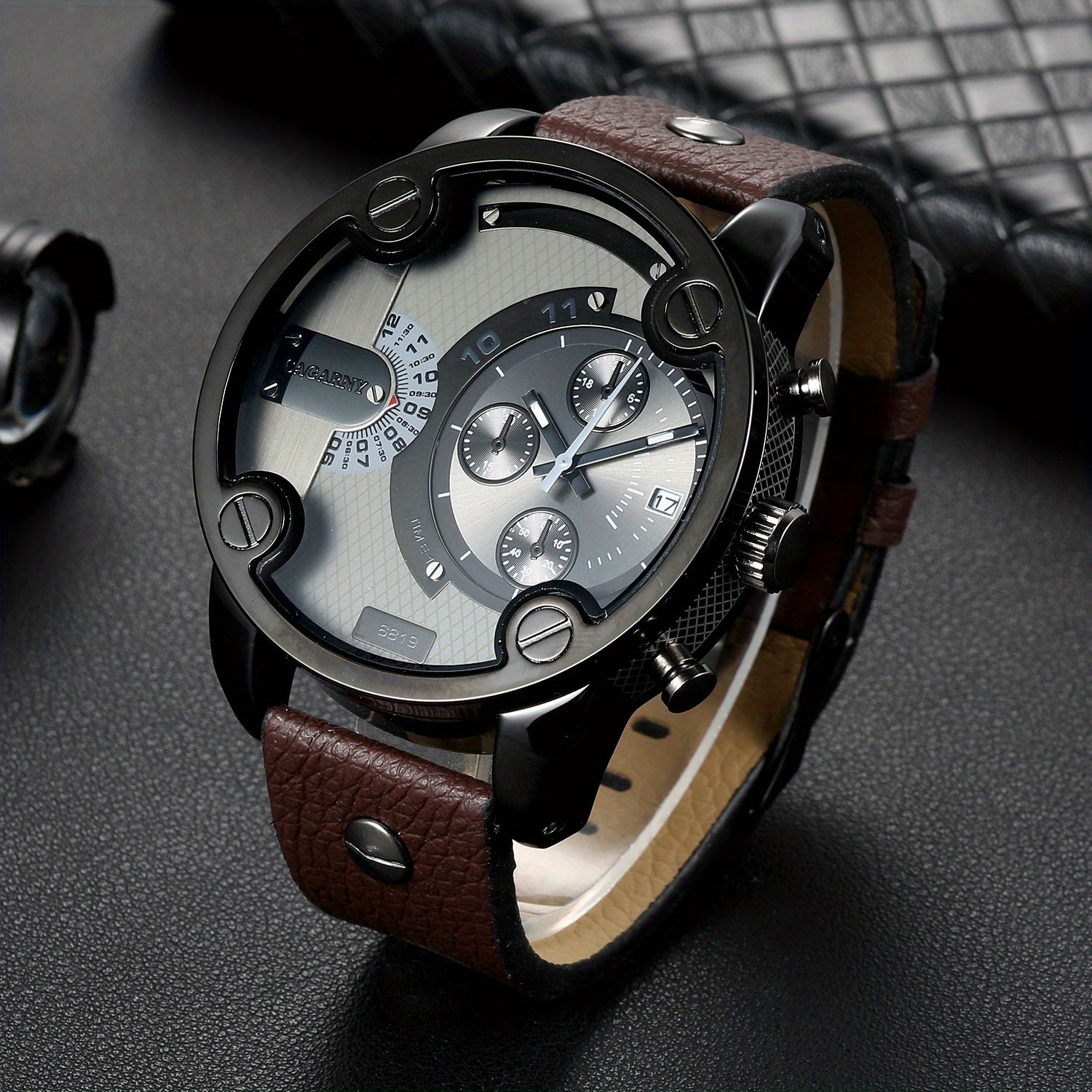 Large Dial Men's Watch - Wrist Watches with Fashion Casual Design, PU Leather Strap, Date Function, Ideal Gift for Him