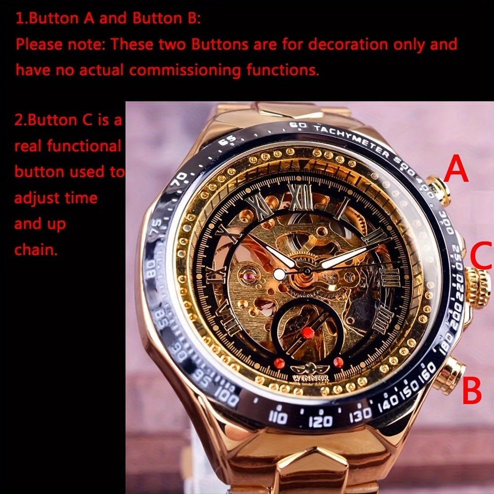 Winner Mechanical Sport Design Bezel Men's Watches, Skeleton Wristwatch, Men's Accessories