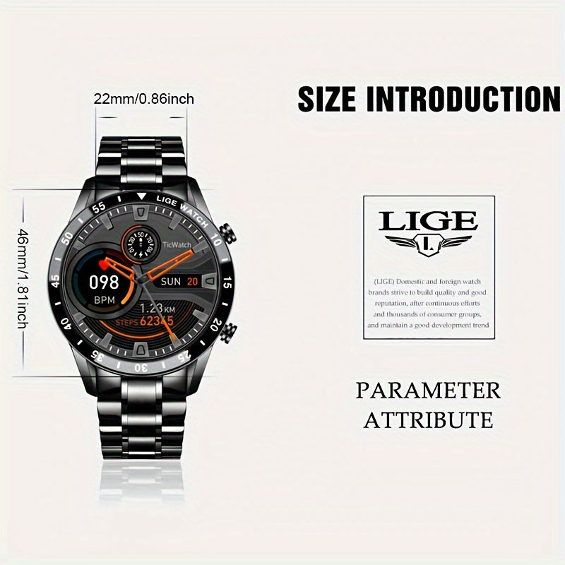 ساعة ذكية أنيقة بشاشة لمس كاملة، الرد على المكالمات الواردة ورفضها، ساعات ذكية للتحكم بالموسيقى، اهتزاز لالتقاط الصور، التحكم بالموسيقى، مراقبة النوم، عد الخطوات، العد التنازلي، ساعة اللياقة البدنية الرياضية